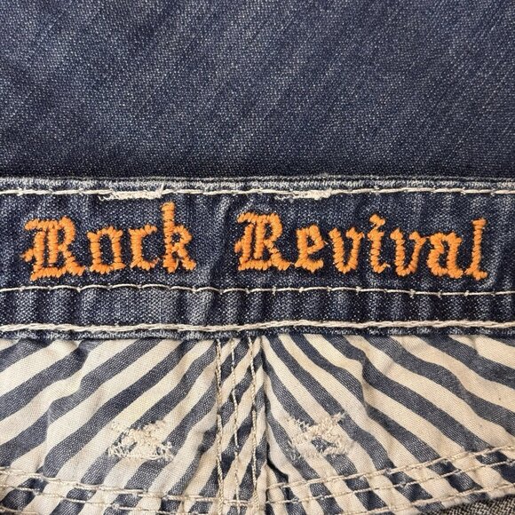 Rock Revival Jeans Womens 29 Blue Elaina Easy Boot Distressed Dark Wash Denim - Picture 3 of 11